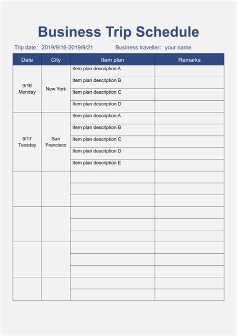 Updated Daily Trip Schedule .